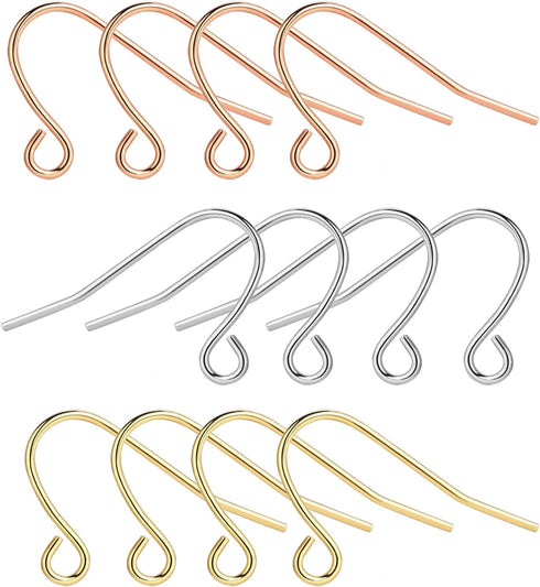 Rose Gold Earring Hooks - 630 pcs Earring Making kit with 14k Gold Hypoallergenic Earring Hooks, Jump Rings and Clear Rubber Earring Backs for DIY...