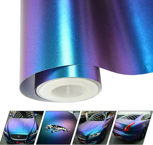 VINYL FROG Chameleon Vinyl Wrap Matte Metallic Vehicle Film Purple to Blue Stretchable Air Release DIY Decals 12"x60"...