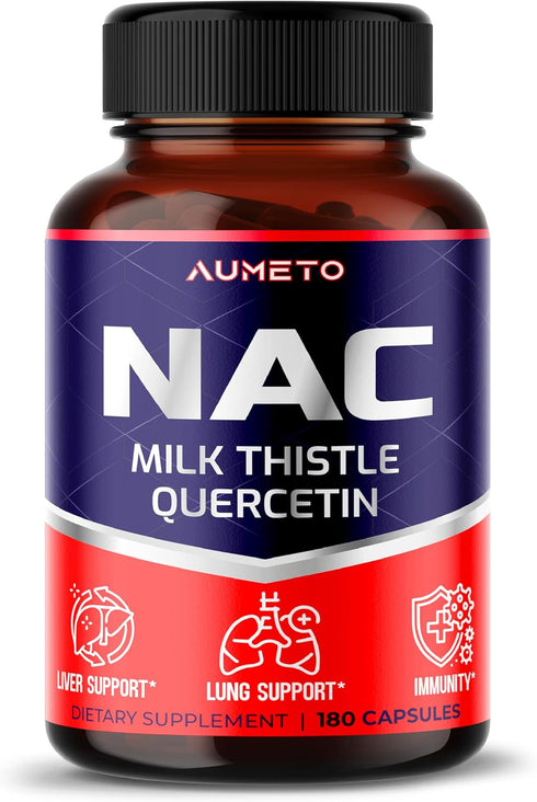 Nac Supplement N-Acetyl-L-Cysteine - Enhanced with Milk Thistle + Quercetin for Optimal Immunity, Respiratory, Liver Wellness (180 Count (Pack of ...