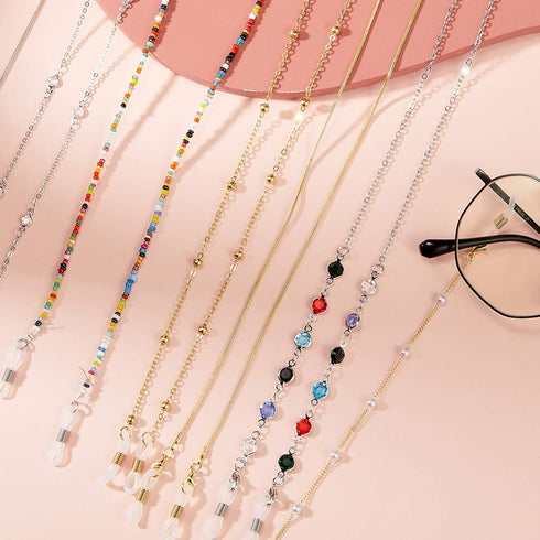 Weewooday 12 Pieces Eyeglasses Chains Beaded Sunglasses Strap Holder Elegant Necklace Holder Chain for Women...