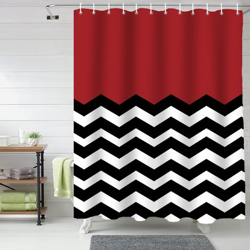 Vandarllin Red Black and White Chevron - Extra Long 72x84 Inches Shower Curtain Custom Made...
