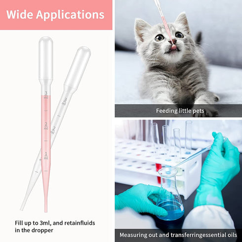 G2PLUS 200PCS 3ml Disposable Plastic Transfer Pipettes, Calibrated Pipettes Dropper for Liquid, Science Laboratory, Essential Oils, Experiment, Es...