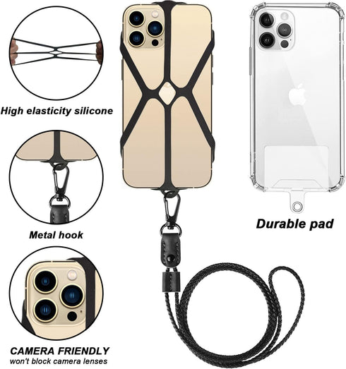 Cell Phone Lanyard, Phone Lanyards for Around The Neck, 2 in 1 Phone Strap with Silicone Phone Holder and Patch, Fits iPhone and Most Cell Phones ...