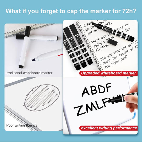 Dry Erase Markers,4 Pack Black Erasable Markers,Whiteboard Markers Smooth Writing for Glass,Windows,Blackboard...