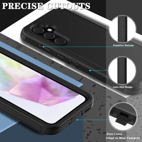 for Samsung Galaxy A35 5G Case with Screen Protector, Belt Clip Holster Kickstand Rugged Full-Body Heavy Duty Protection Military Grade Shockproof...