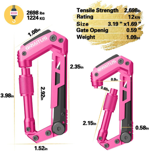 Carabiner Multitool with Pocket Knives, 8-in-1 EDC Carabiners, Folding Serrated Knife, Can Bottle Opener, Rope Cutter, Screwdriver, Keychain Knife...