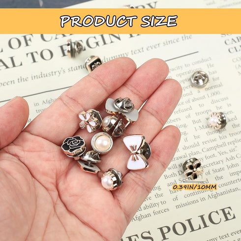 120pcs Brooch Buttons for Women, Mini Instant Buttons Pins,Assorted Brooch Pins, Pearl Rhinestones Shirt Lapel Brooch Pins, Cover Up Buttons Pins ...