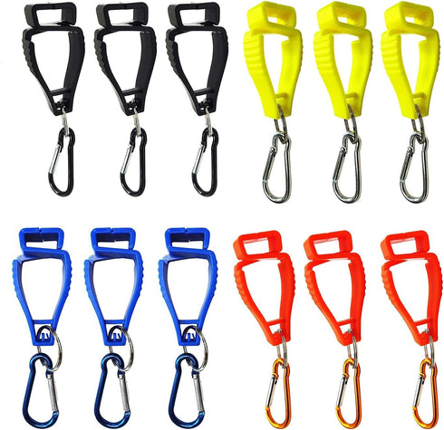 RICHARDJOV 12PCS Glove Grabber Clips Holder Work Safety Clip Plastic Gloves Keeper, Glove Keeper for Duty Belt(Black,Yellow,Blue,Orange)...
