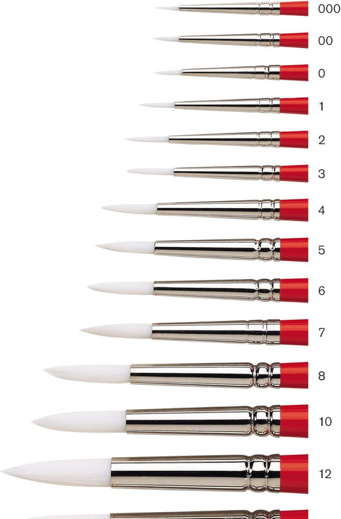 Winsor & Newton University Brush, Series 233 Round, SH #0, Red,white...