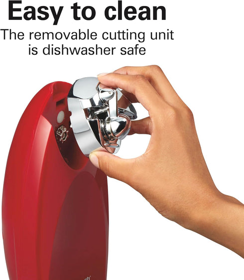 Hamilton Beach Electric Automatic Can Opener with Auto Shutoff, Knife Sharpener, Cord Storage, and SureCut Patented Technology, Extra-Tall, Red...