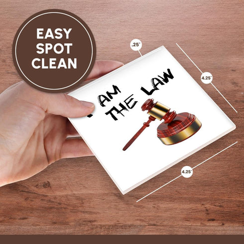 3D Rose I Am The Law-Judge Gavel with Sound Block Ceramic Tile Coasters, Multicolor...