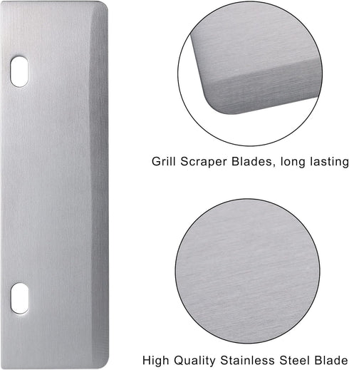 DELFINA 4 Pcs Grill Scraper Blade Replacement, Stainless Steel Outdoor Barbecue Cleaning Tools, Heavy Duty Accessories for BBQ...