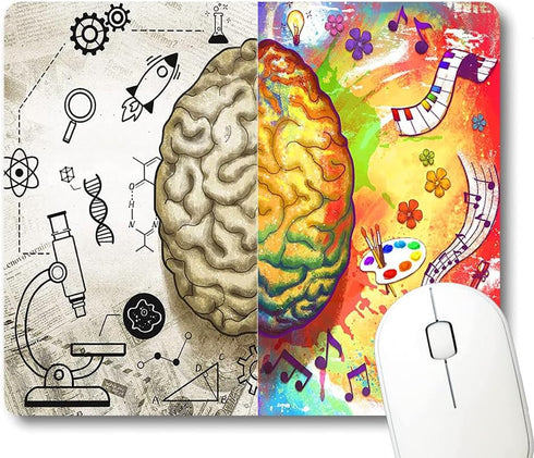 Left and Right Brain Print Art Modern Science Motivational Inspirational Psychology Painting Mouse Pad Office Decoration Mat...
