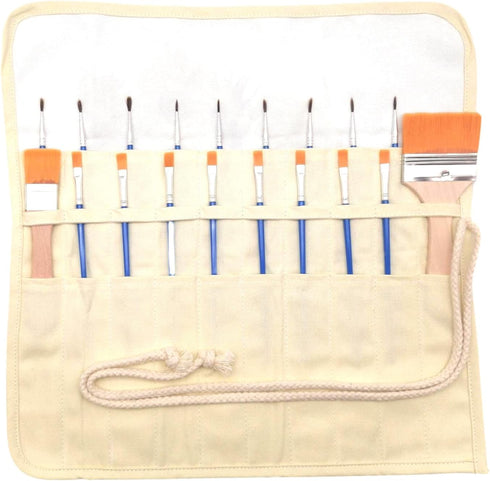 Paint Brush Holder Art Supplies, Artist Paint Brush & Storage Organizer Roll-Up Case Bag, Protect Acrylic Oil Watercolor Paintbrushes (Sunflower 2...