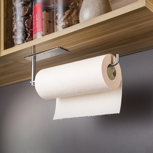SUNTECH Paper Towel Holder Under Cabinet - Self Adhesive Towel Paper Holder Stick on Wall for Kitchen, Bathroom Paper Towel Holder Organizer&Stora...