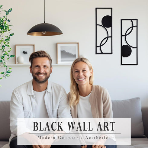 TYLCC Black Wall Decor Metal Wall Art Decor Minimalist Abstract Wall Art Wrought Iron Hanging for Bedroom Living Room Wall Decor - 2 Pcs (Simple-1...