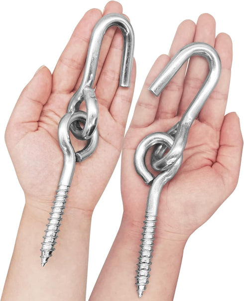 Hammock Hooks & Hangers,2 Packs,Galvanized,Heavy Duty Anti-Rust Steel Accessories,Eye Bolt Screws Hanging Kit Hardware for Trees,Yoga Hammocks,Swi...