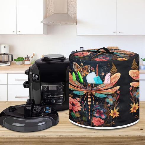 Dragonfly Butterfly Flower Rice Cooker Dust Cover Delicate Protective Cover for Small Appliances in Home Stain-resistant Washable Kitchen Utensil ...