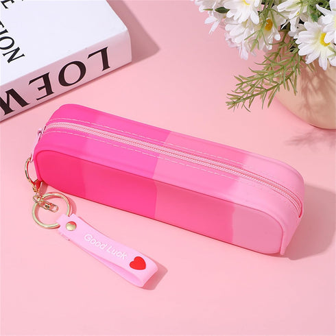 YYaaloa Pink Silicone Pencil Case,Colorful Waterproof Pencil Pouch Aesthetic Pencil Case Small Pencil Bag, Pencil Pouch for Women, Makeup Pouch...