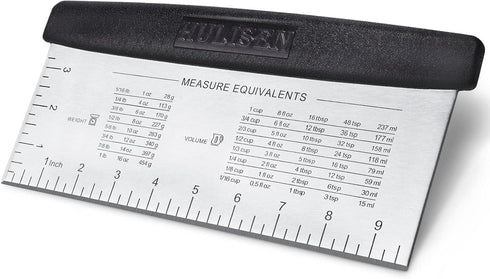 HULISEN Large Bench Scraper for Baking, 10 inch Dough Pastry Scraper with Measuring Scale, Stainless Steel Cake Scraper, Pizza Cutter, Food Choppe...