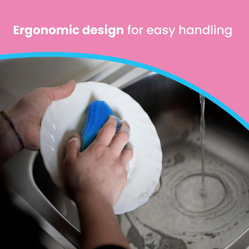 Silicone Dish Sponge - Dishwashing Kitchen Scrubber - Double Sided Sponge Brush - Multipurpose & Reusable Silicone Dish Sponges for Dishes, Fruits...