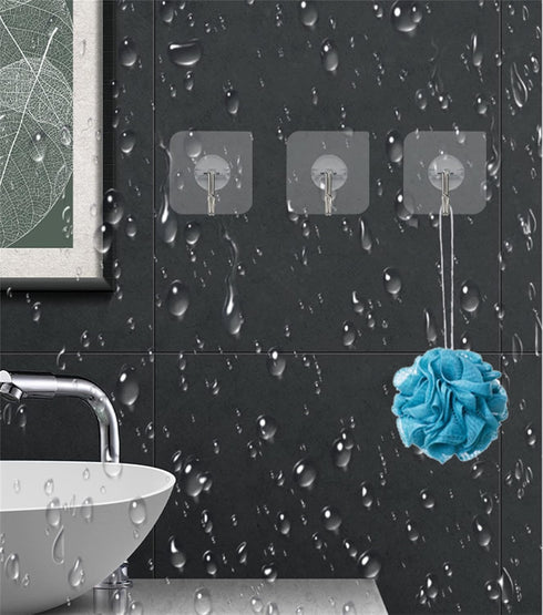 KK5 Adhesive Hooks for Hanging Wall Hooks 22 lbs Self Adhesive Towel Hook Transparent Hooks for Keys Bathroom Shower Outdoor Kitchen Door Home Imp...