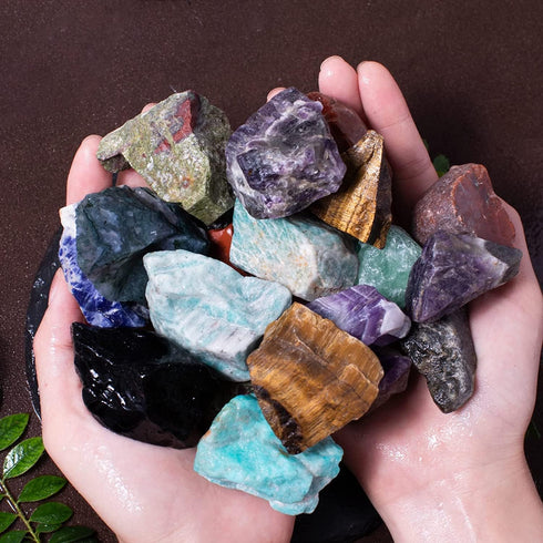 1 lb Bulk Assorted Stones Large 1" Natural Raw Stones Crystal for Tumbling, Cabbing, Fountain Rocks, Decoration,Polishing, Wire Wrapping, Wicca Re...