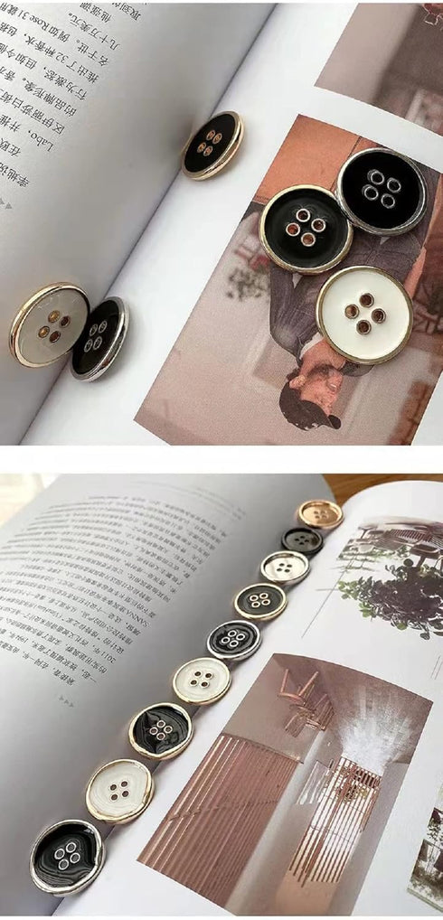 12PCS Four-Eye Metal Button Suit Buttons Crafts Button Decorative Buttons for Sewing DIY (10mm, Black Gold)...