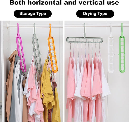 Closet Organizers and Storage,College Dorm Room Essentials, Multifunctional Organizer Magic Space Saving Hangers with 9 Holes Storage Organization...