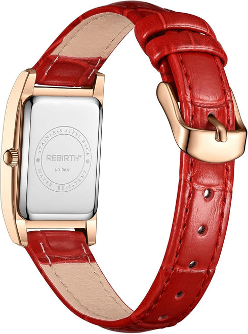 FANMIS Fashionable Rectangular Diamond Inlaid Small Dial Waterproof Women's Leather Quartz Watch...