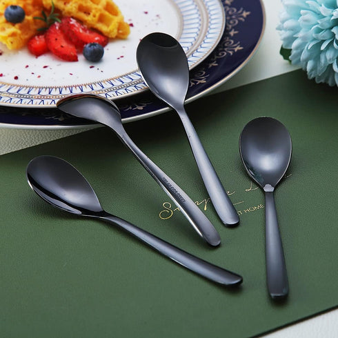 Black Demitasse Espresso Spoons, 5.5'' Mini Coffee Spoons, Set of 6, Stainless Steel, Dishwasher Safe...