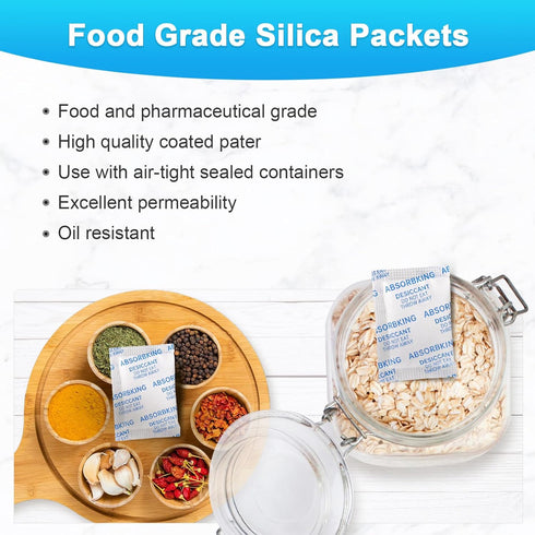Desiccant Packs - 2 Gram 150 Packs Silica Gel Packets for Storage, Food Grade Moisture Absorbers, Premium Silica Packets for Spices, Foods, Electr...