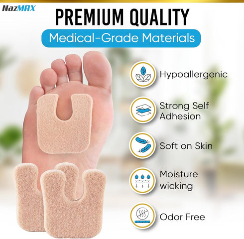 48-Pack U Shaped Felt Callus Pads Metatarsal Pads Forefoot Foot Pads Pain Relief Foot Cushion Keep Calluses from Rubbing on Shoes Adhesive Pads fo...