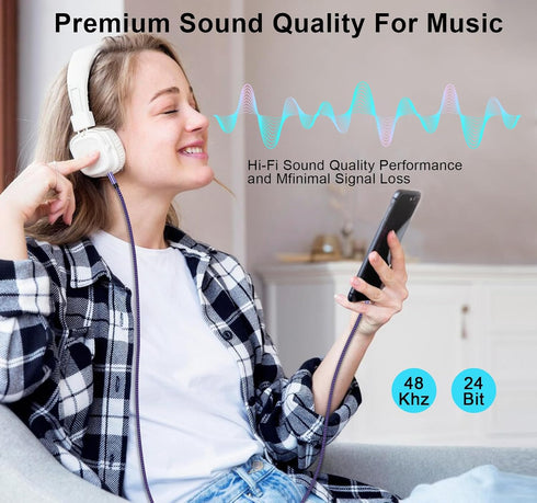 3.5mm Audio Cable,5FT 2Pack Aux Cord 3.5 mm Male to Male Car Stereo Jack Cord TRS Auxiliary Audio Cable Hi-Fi Sound Headphone Braided Cable for Sa...