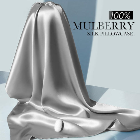 100% Mulberry Silk Pillowcase for Hair and Skin, 22 Momme Pure Natural Silk Pillow Case Both Sided with Zipper, Pillow Cover for Women Mom Men (Si...