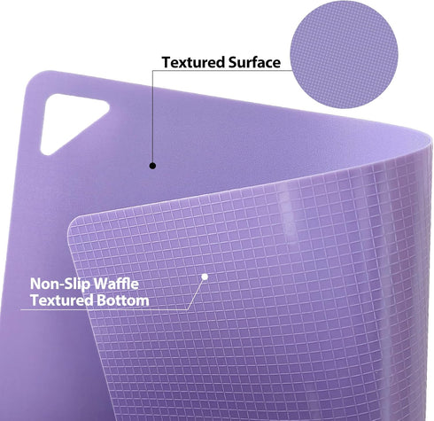 Plastic Cutting Boards for Kitchen, WK Flexible Cutting Board Mats Set of 5, Nonslip Cutting Board for Meat, Thin Cutting Sheets with Hole, Dishwa...