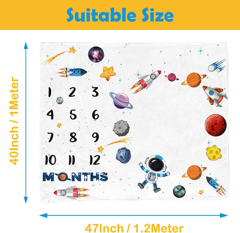Space Baby Stuff, Rocket Baby Month Blanket for Newborn Photo Taken - Baby Age Blanket with 2 Frame B35-1...