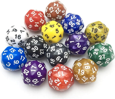 SmartDealsPro® 5-Pack of Random Color D30 Polyhedral Dice for DND RPG MTG Table Games with Free Pouch...