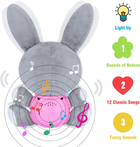 Baby Toys 6 to 12 Months - Musical Infant Baby Toys 0-6 Months Newborn Plush Rabbit Toys - Light Up Baby Toys for 1 Year Old Boys & Girls Babies T...