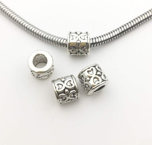 iloveDIYbeads 60pcs Tibetan Silver Big Hole Bead fIts European Bracelets Craft Supplies Charms Pendants for Crafting, Jewelry Findings Making Acce...