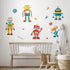 Yovkky Robots Educational Wall Decals Stickers, Bulb Gear Baby Boys Room Nursery Playroom Decor, Clockwork Wrench Toddler Kids Bedroom Home Classr...