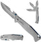 ALBATROSS FK050 Minimalist Ultra Thin Stainless Steel Folding Pocket Knife with Bottle Opener, 4.5" Handle, 3.25" Blade, 7.75" Overall (Silver whi...