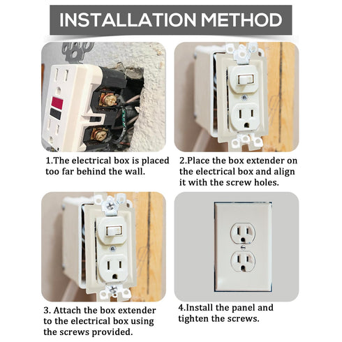 8pcs BE1-2 Electrical Outlet Box Extenders, 1 Gang/Single Gang Electric Box Extension with 16pcs Screws Power Switch Receptacles Accessories (Whit...