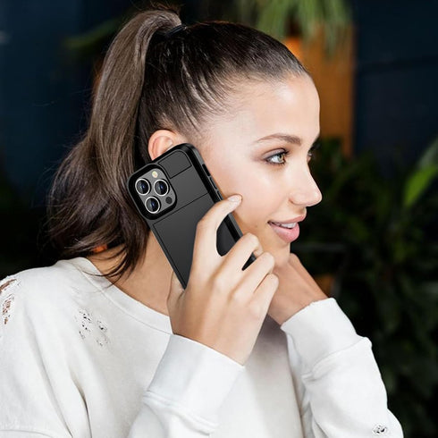 Vofolen Case Compatible with iPhone 15 Pro Max with Card Holder+Screen Protector+Camera Cover, Dual Layer Shockproof Protective Hidden Card Slot S...