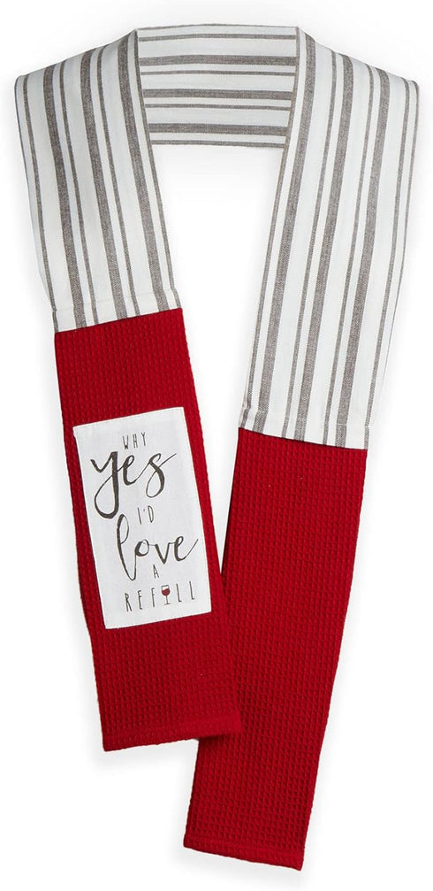DEMDACO I'd Love A Refill Red Stripe 69 Inch Long Over The Shoulder Cotton Fabric Dish Towel Kitchen Boa...