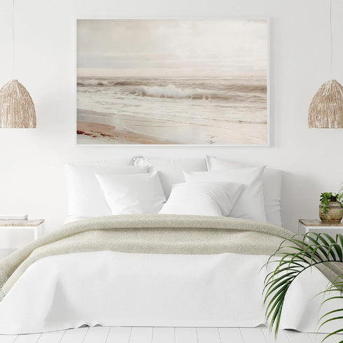 Gotletaeld Neutral Beach Landscape Art Print 16x24in Unframed for Living Room, Bedroom, Kitchen, Bathroom, Hotel...