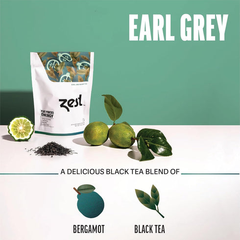 Zest 150mg High Caffeine Energy Leaf Blend - Earl Grey Black Tea - 20 Pack Bag - Hot or Iced - All Natural Strong Flavored Healthy Coffee Alternat...