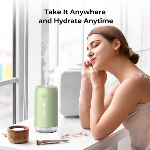 Portable Mini Humidifier, 350ml Quiet Small Cool Mist Humidifiers USB Personal Desktop Humidifier for Bedroom Office Plants Car Baby Nursery with ...