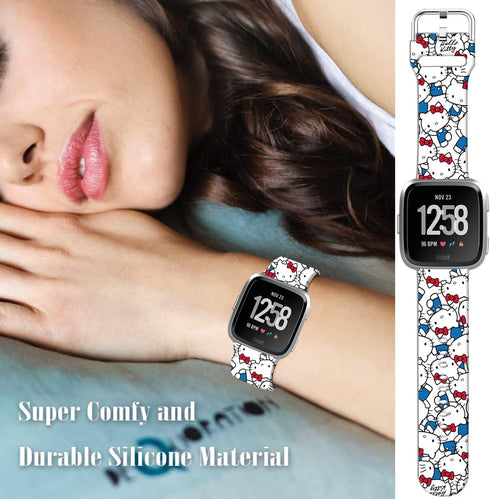 Hello Ki Sweet Blue Bands Compatible with Fitbit Versa 2/Versa/Versa Lite/Versa SE Band Fancy Soft Sport Silicone Cartoon Holiday Strap Men Women...