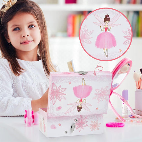 Girl's Gift Music Box with Spinning Ballerina,Fairy Design Musical Jewelry Box for Kids Jewel Storage,Toys for Girls...